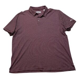 Tommy Bahama Polo Shirt Mens XL Maroon Striped Short Sleeve Cotton Casual Logo